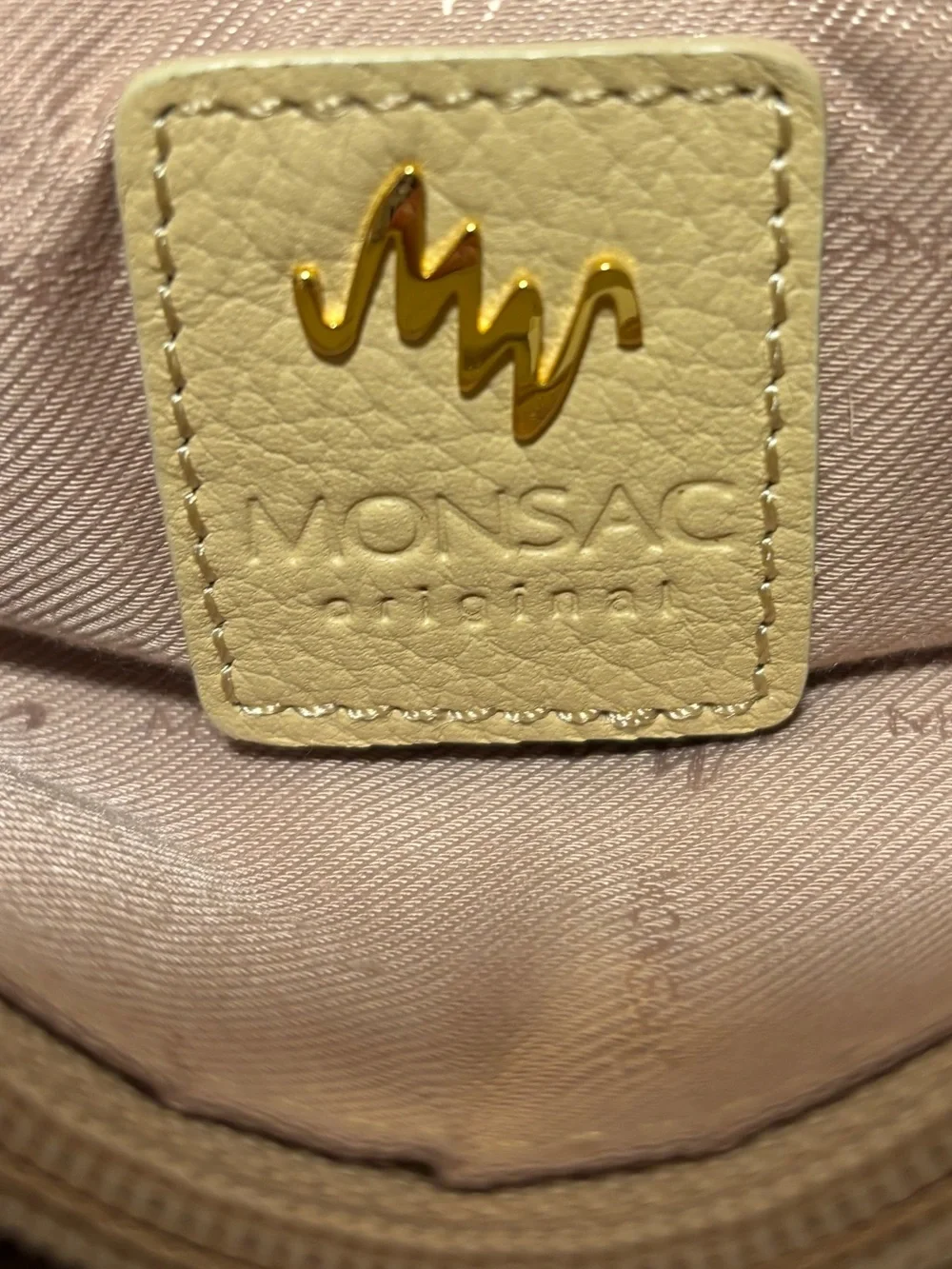 NWT Monsac tan crossbody leather shoulder bag neutral classic casual luxury - Picture 5 of 5